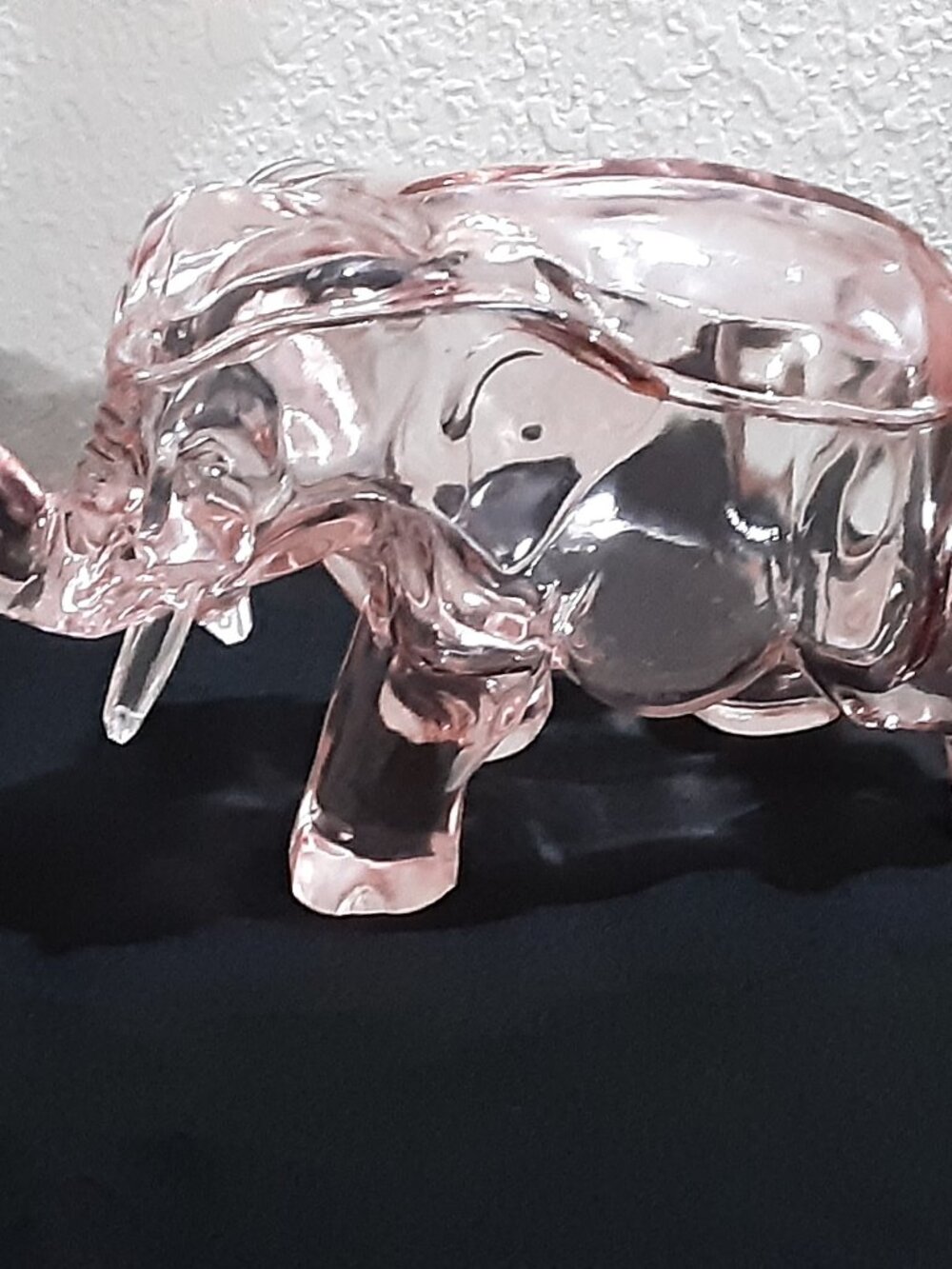 Vintage Co-Operative Flint Pink Glass Elephant Smooth Back Powder Jar Container